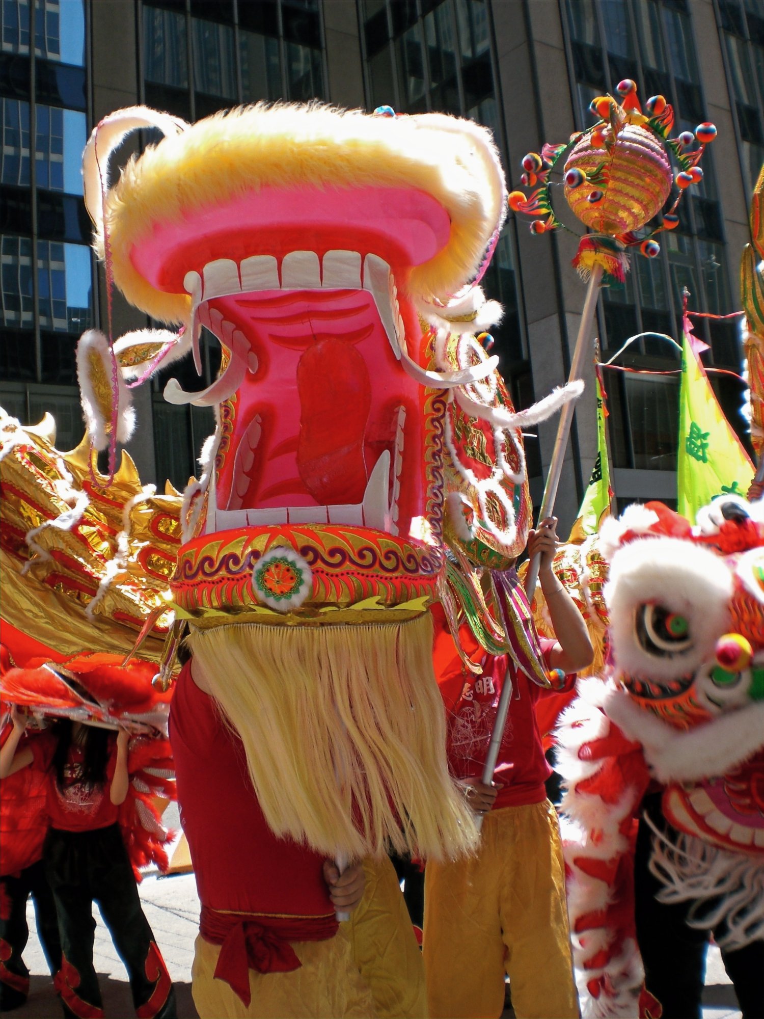 Lion dance performance at the Immigrants Parade